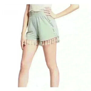 Soul Cake Women's Faux Suede Tassel Trim Shorts Size L Outdoor Beach Summer